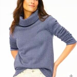 J. Crew Long Sleeve Navy Funnel Cow Neck Puller Fleece Sweater 2X